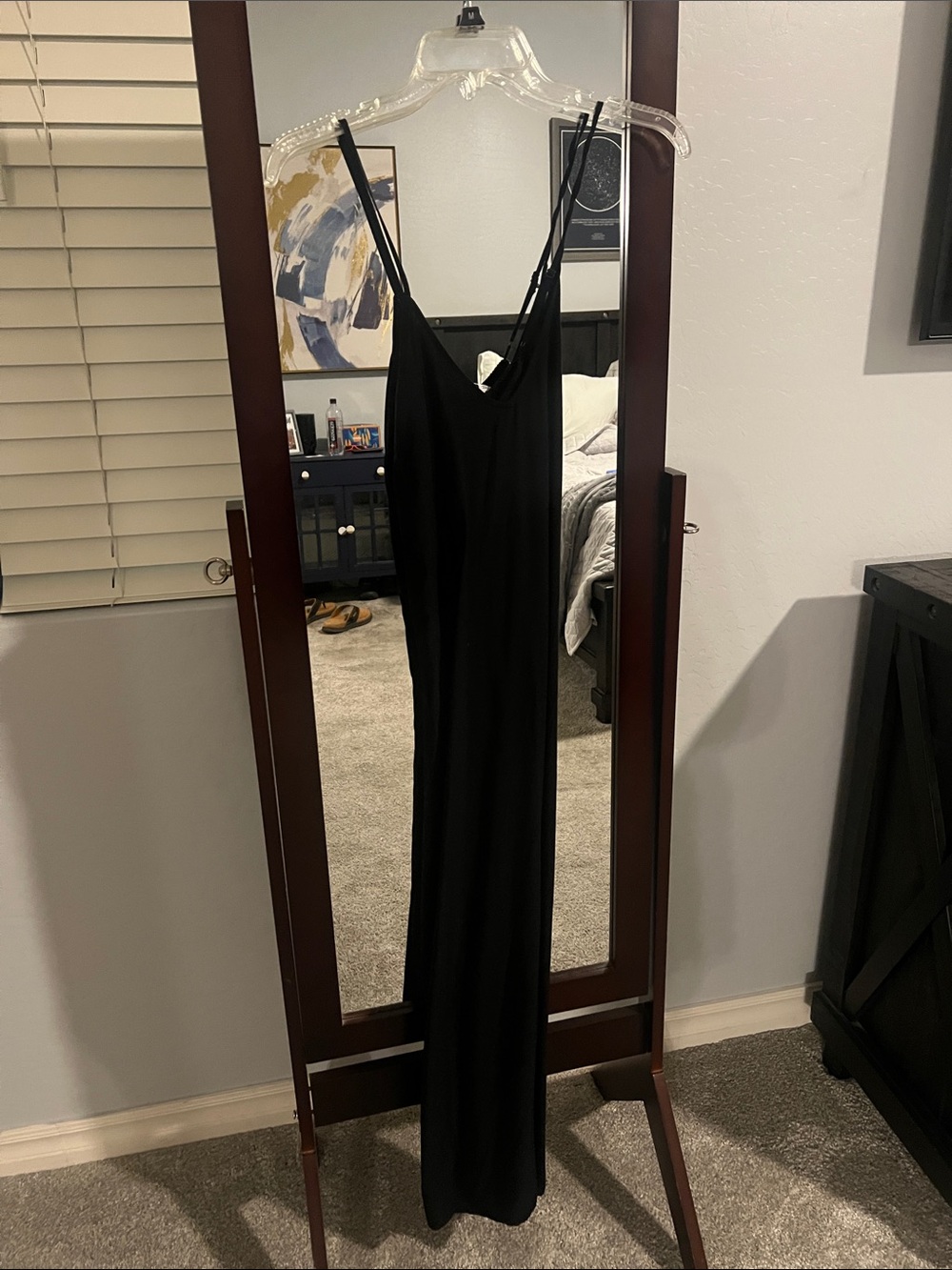 Old Navy Black Maxi Slip Dress with Double Spaghetti Straps